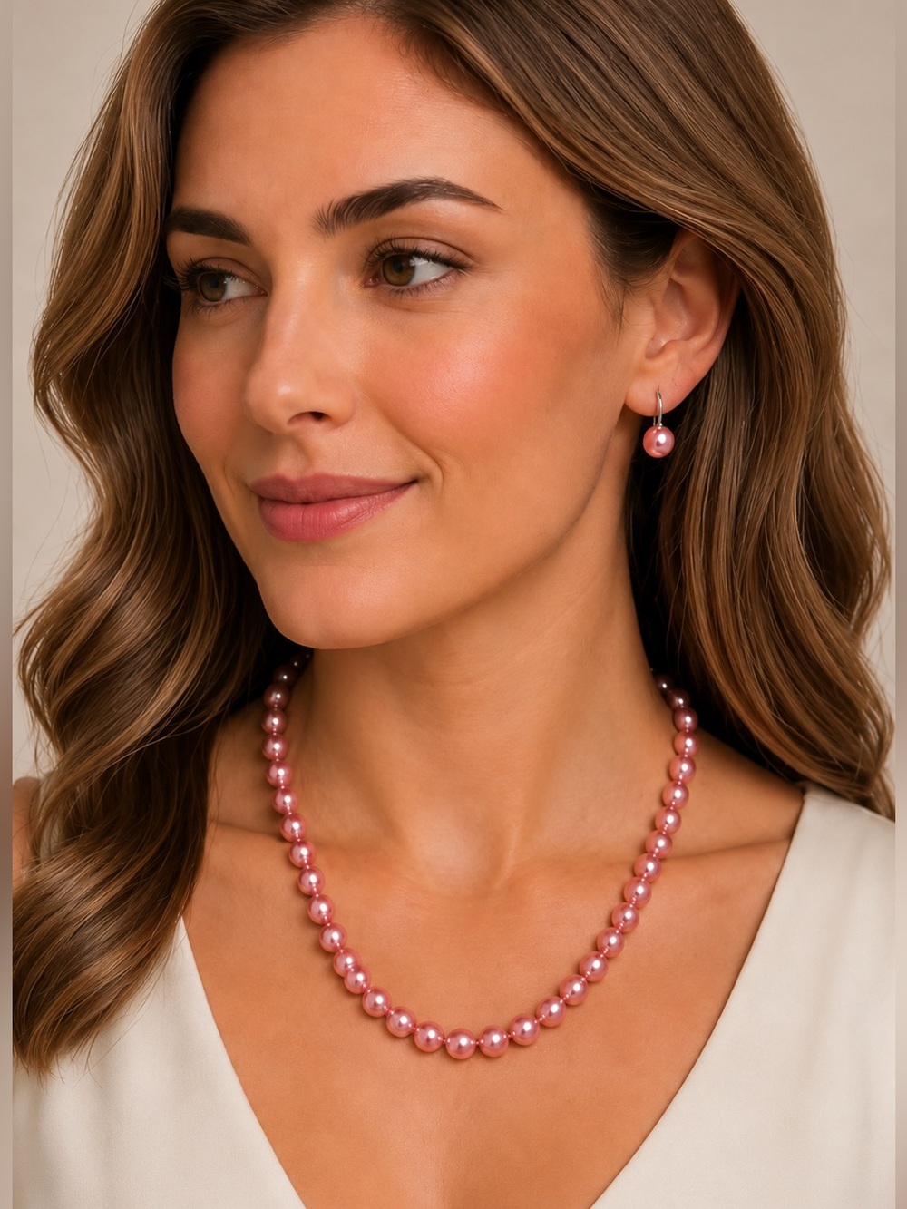 Honora Pink Cultured Pearl Necklace & Matching Drop Earrings Elegant Timeless